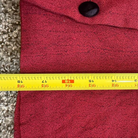 Vintage ED Michaels Red Black Velvet Cropped Button Jacket Blazer Medium - Picture 7 of 7